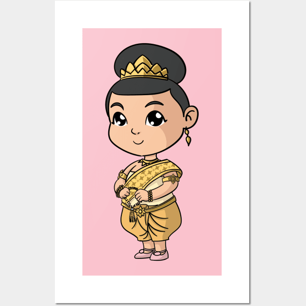 Khmer Cambodian Young Girl Character Wall Art by KhmeRootz